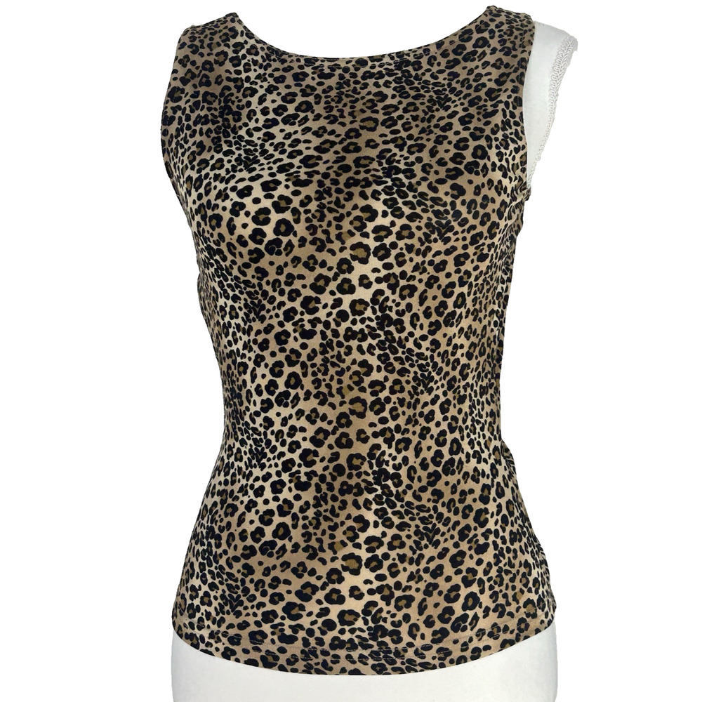 Whimsigoth Festival Capsule Leopard Print Sleeveless Top With Strappy Back Sz M
